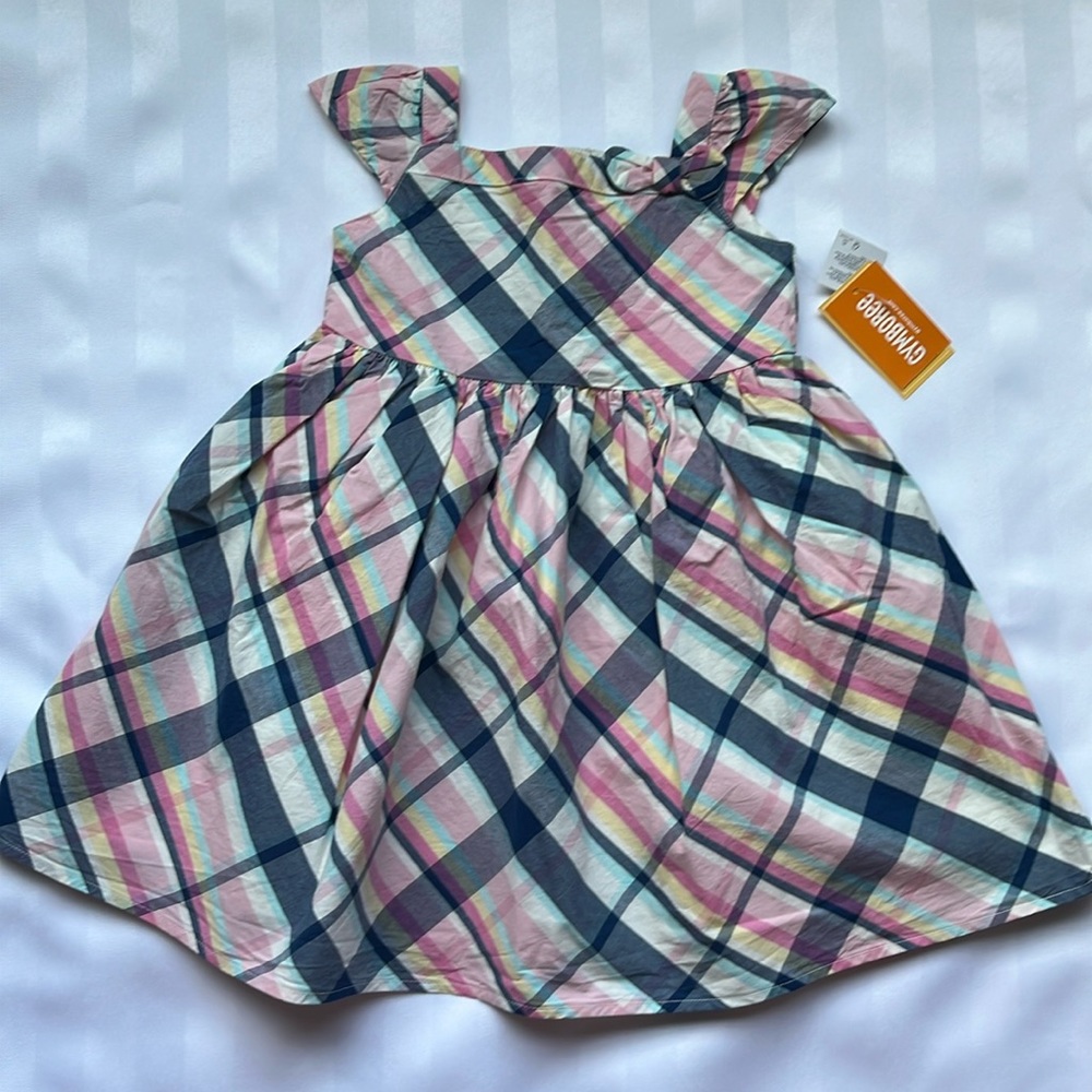 Gymboree, Plaid Sundress - Pink, Navy & Cream, Brand New